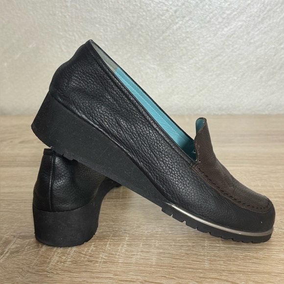 Thierry Rabotin Women's 37 US 6.5  Black and Brown Leather Wedge Loafers - Picture 10 of 10